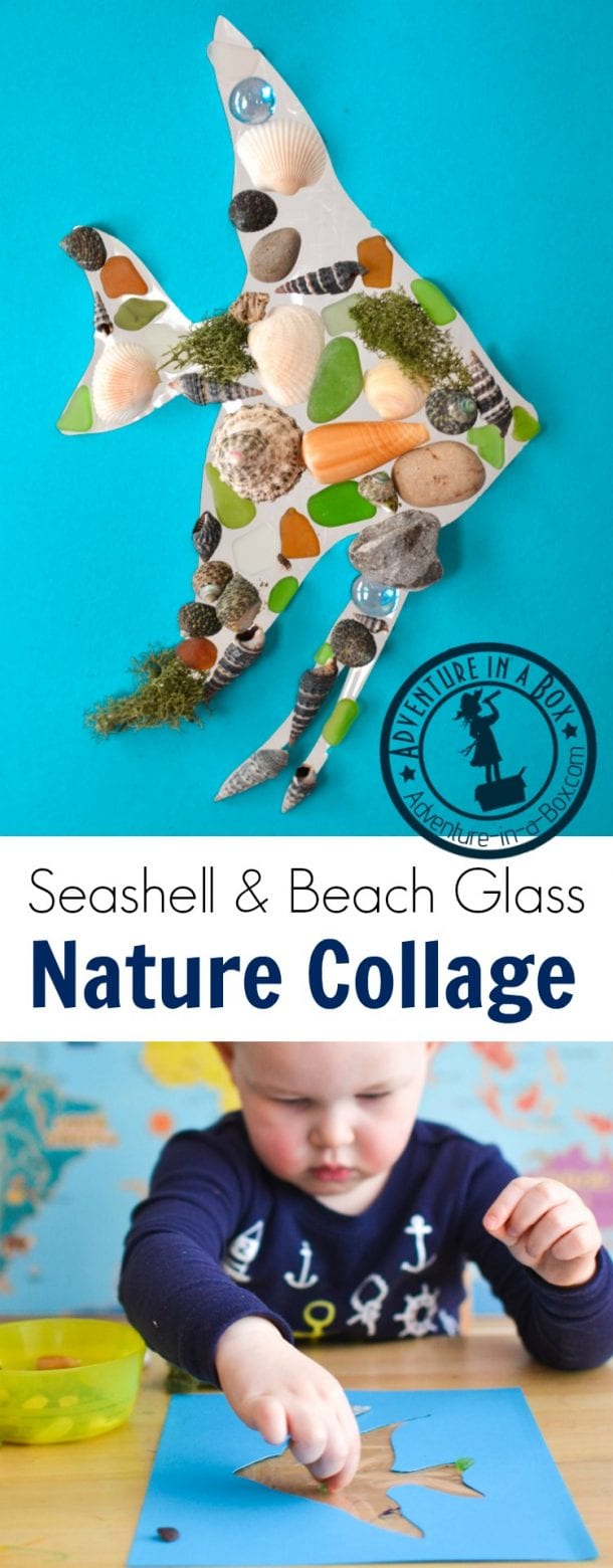Seashell and Beach Glass Nature Collage