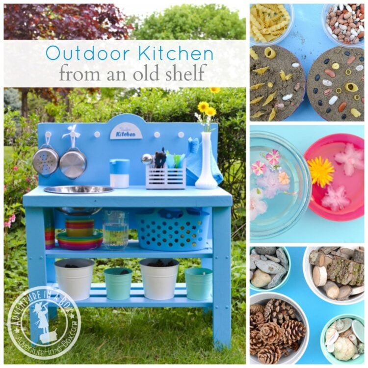 DIY Outdoor Play Kitchen from a Shelf