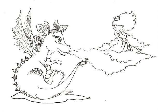 Dragon and Princess Free Printable Card + Colouring Page + Art Prompt ...
