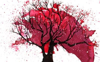 Cherry Tree Blossom Splatter Art with Printable Prompt
