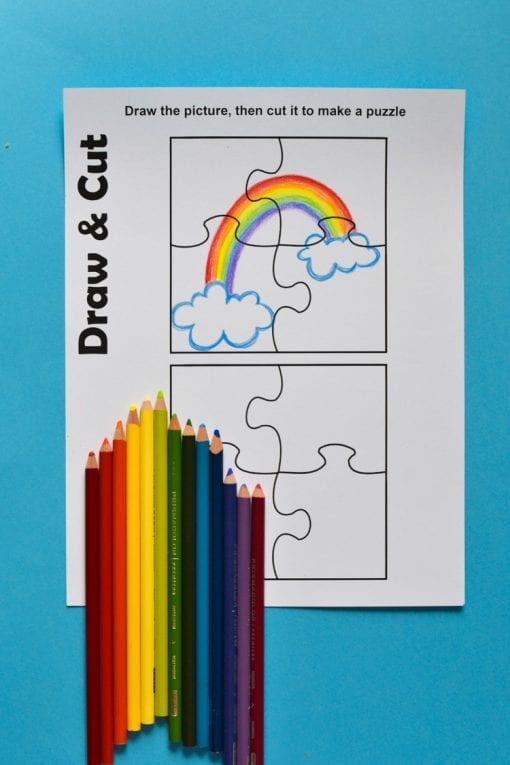 Puzzle Drawing Prompt for Kids with a Free Printable Template