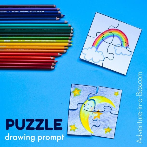 Puzzle Drawing Prompt for Kids with a Free Printable Template