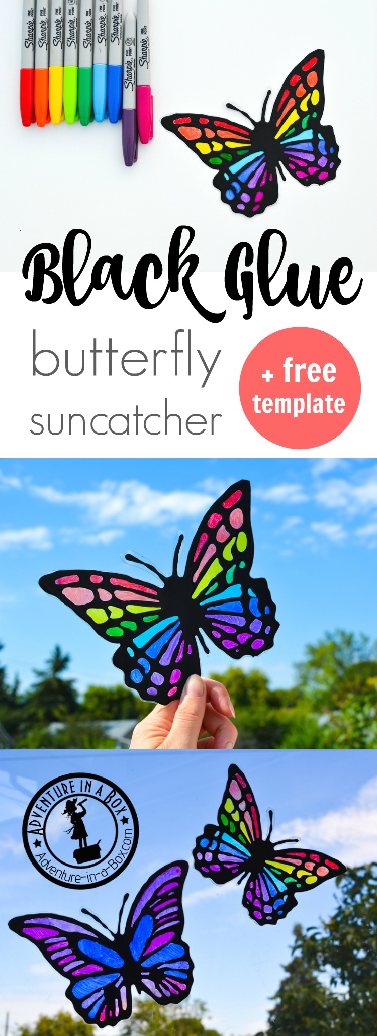 Black Glue & Sharpies Butterfly Suncatcher Adventure in a Box