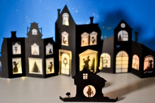 Silhouette Christmas Village Paper Template