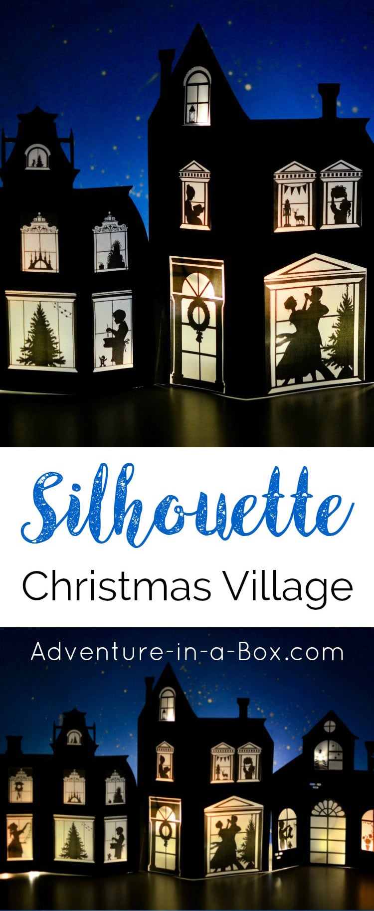Silhouette Christmas Village Paper Template