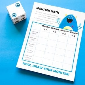 Monster Math: Printable Game of Art and Numbers for Kids