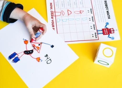 Robot Math: Printable Game of Art & Geometric Shapes for Kids