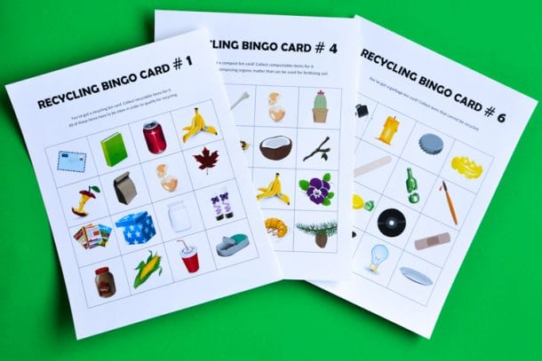 Recycling Bingo Printable Game for Kids
