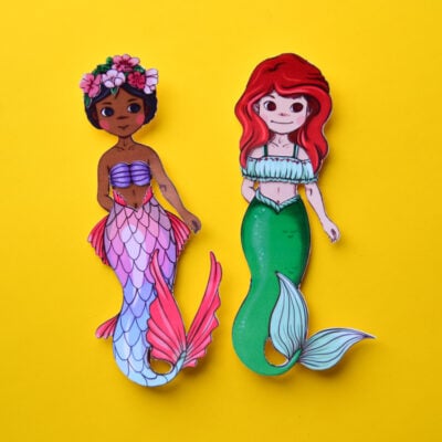Mermaid Paper Dolls with Printable Templates | Adventure in a Box