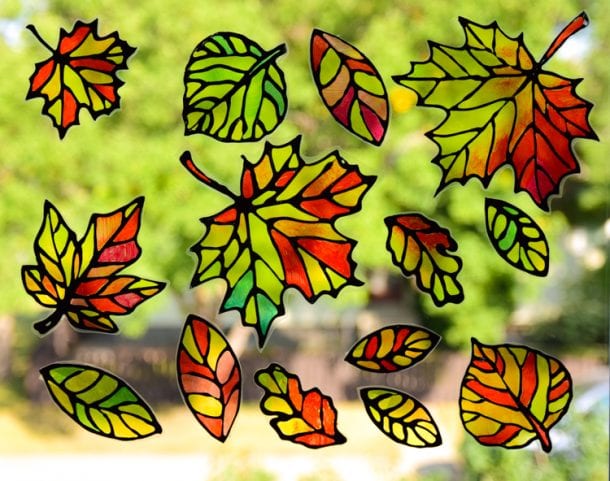 Fall Leaf Suncatchers with Free Printable Templates