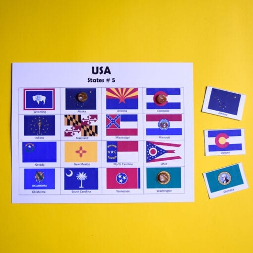 USA States, Capitals & Flags 4 Printable Games Adventure in a Box
