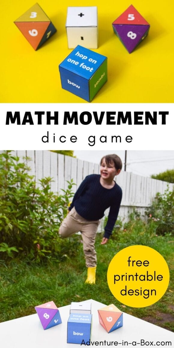 Math Movement Dice turn practicing math into a game! Children can practice their addition and subtraction facts, work on their gross motor skills and have fun at the same time.