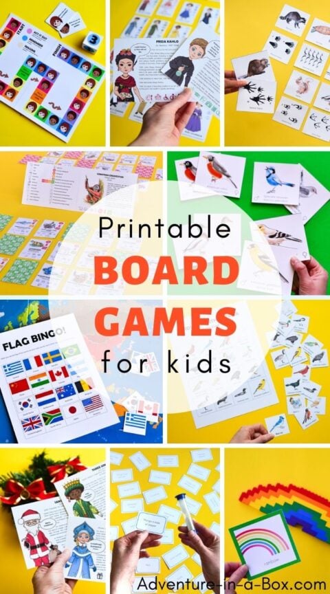 printable board games adventure in a box